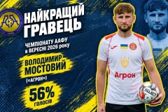 Володимир Мостовий - найкращий гравець Чемпіонату України серед аматорів у вересні 2026 року